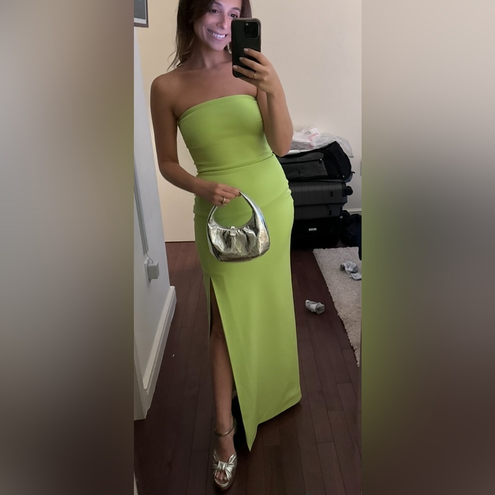Solace London Strapless Lime Maxi Dress